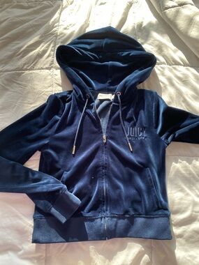 Juicy Couture Navy Velour Zip Hoodie